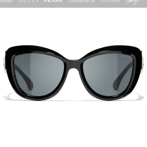 CHANEL Black Sunglasses with Heart Decor - Picture 7 of 15